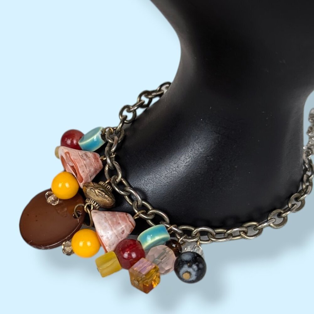 Blue & Pink Dangling Beaded Bracelet - Picture 3 of 5